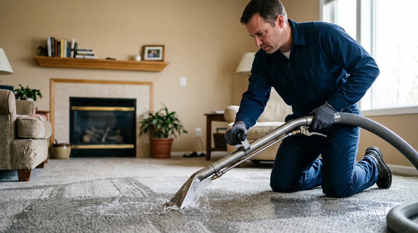 Water damage restoration technician working near Eastport, ID